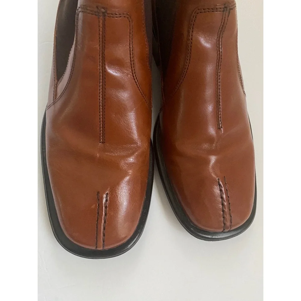 Stanley Blacker Mens Tan Leather Chelsea Boots Made in Italy Square Toe Sz 7.5